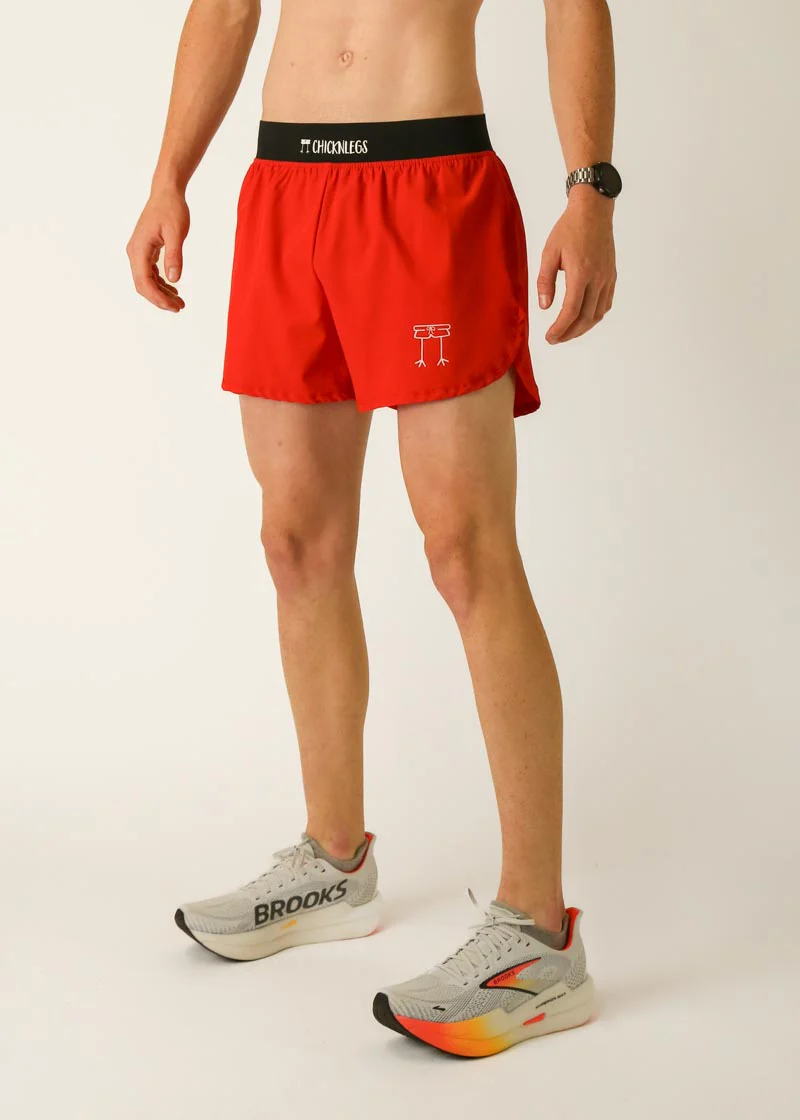 Men's Red 4" Half Split Short - Image 2