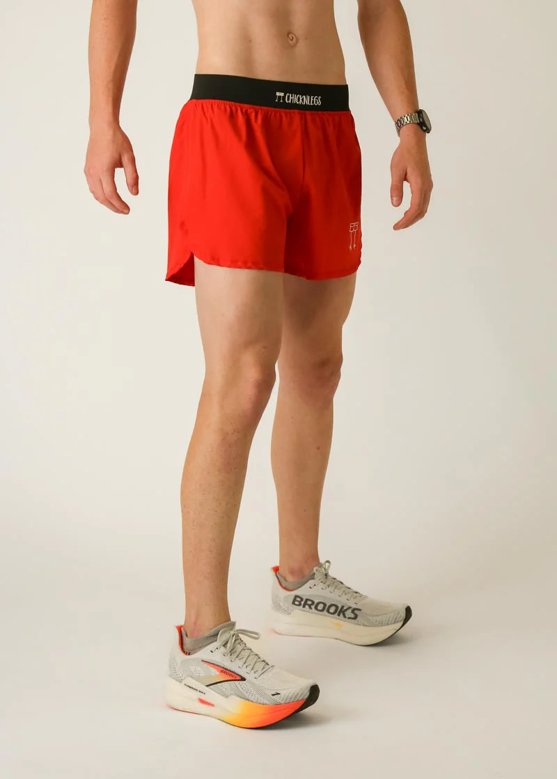 Men's Red 4" Half Split Short - Image 3