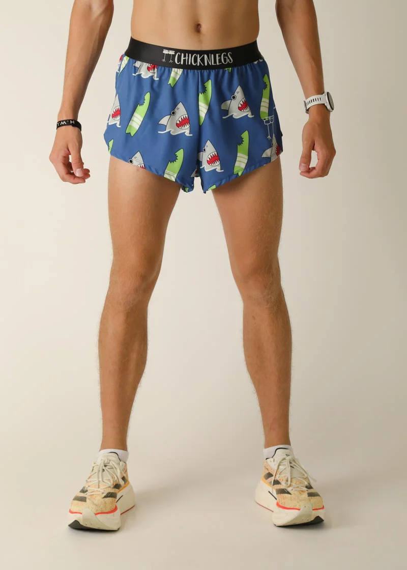 Men's Blue Sharks 2" Split Shorts - Image 2
