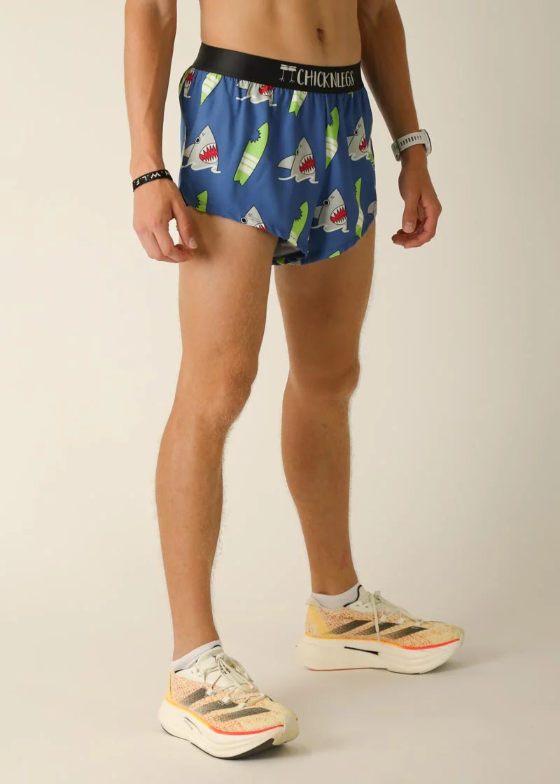 Men's Blue Sharks 2" Split Shorts - Image 3