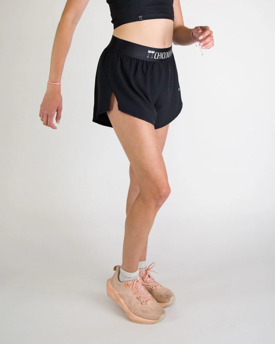 Women's Black 4" Split Shorts - Image 2