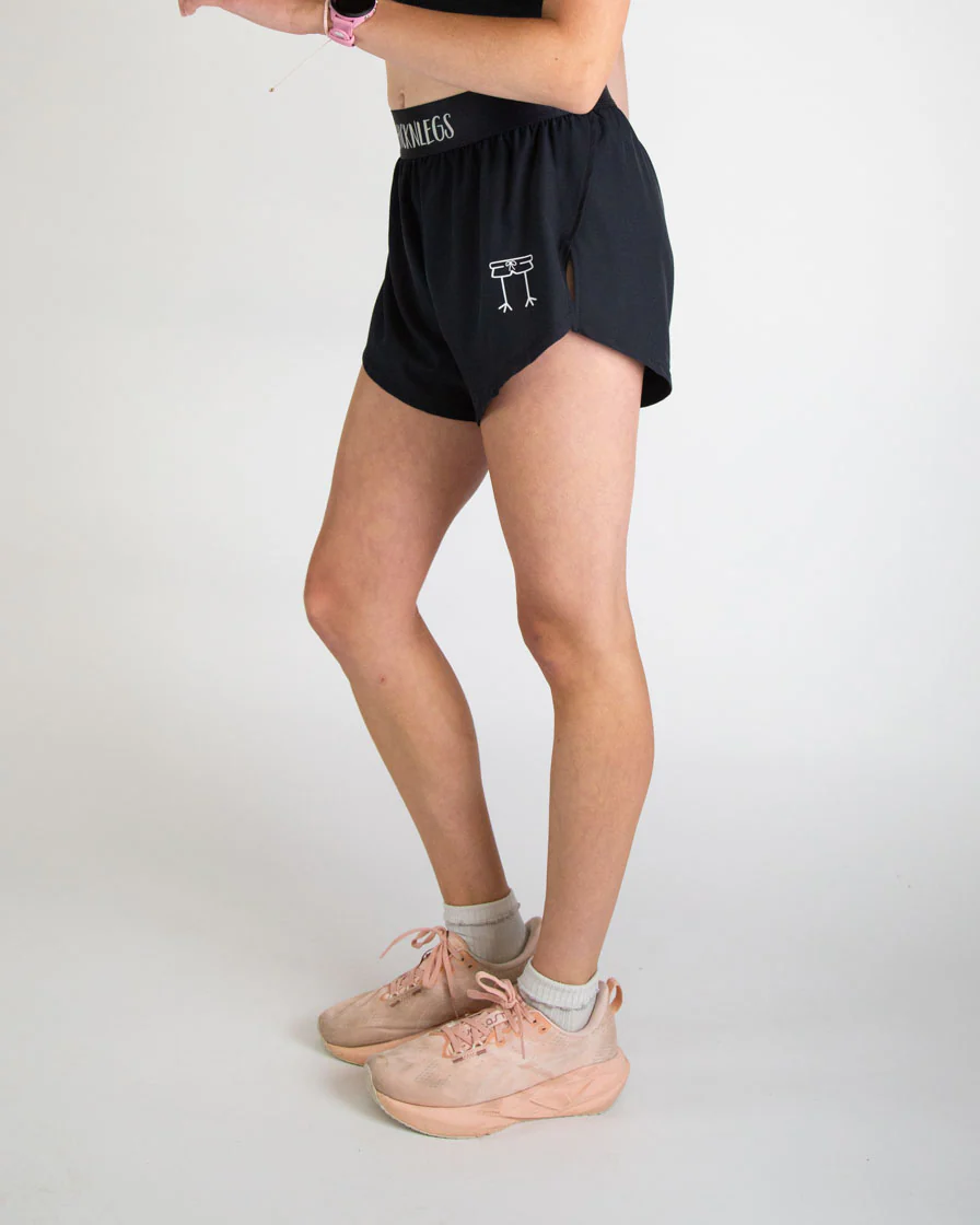 Women's Black 4" Split Shorts - Image 3