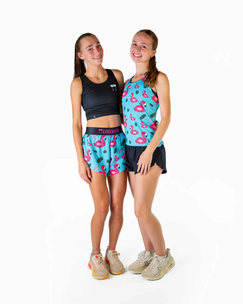 Women's Blue Flamingo 4" Split Shorts - Image 7