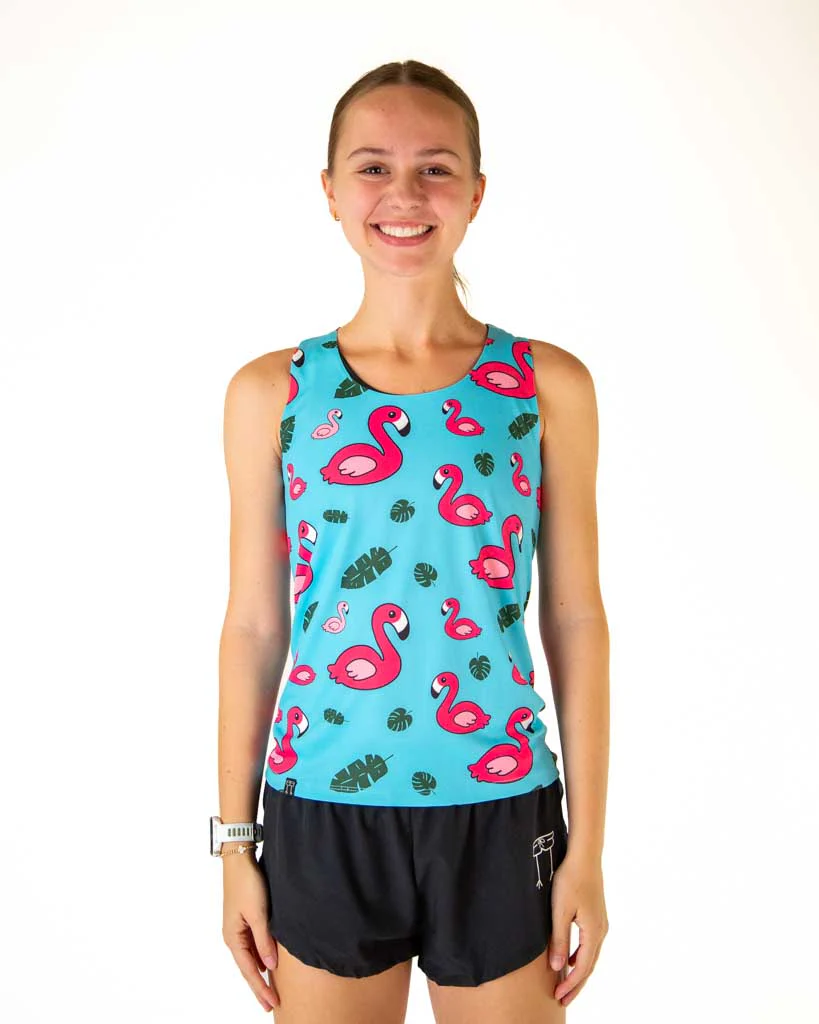 Women's Blue Flamingo Performance Singlet