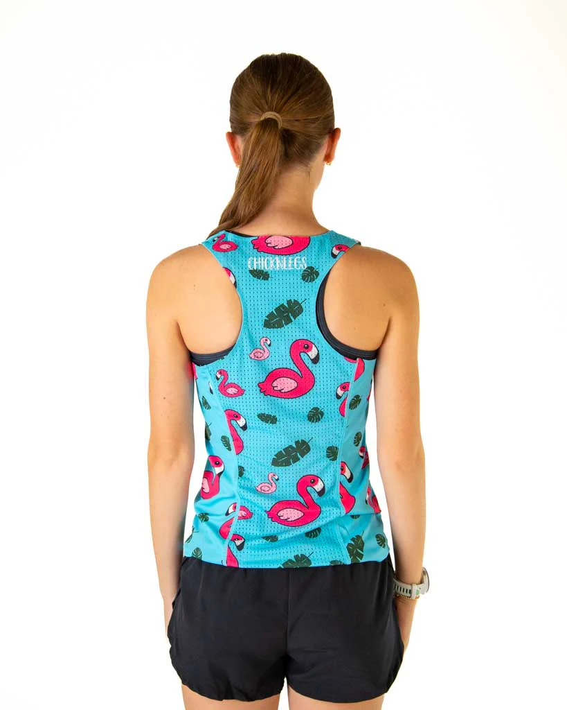 Women's Blue Flamingo Performance Singlet - Image 4