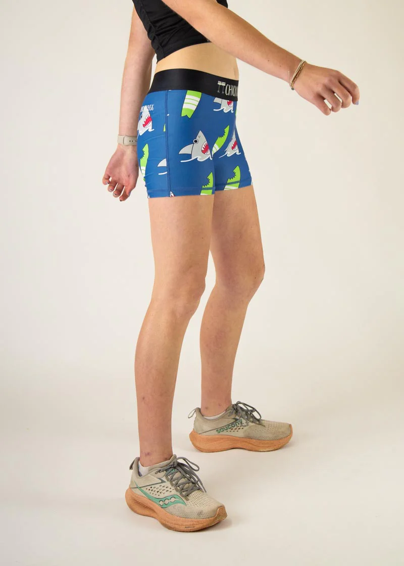 Women's Blue Sharks 3" Race Compression Shorts - Image 3