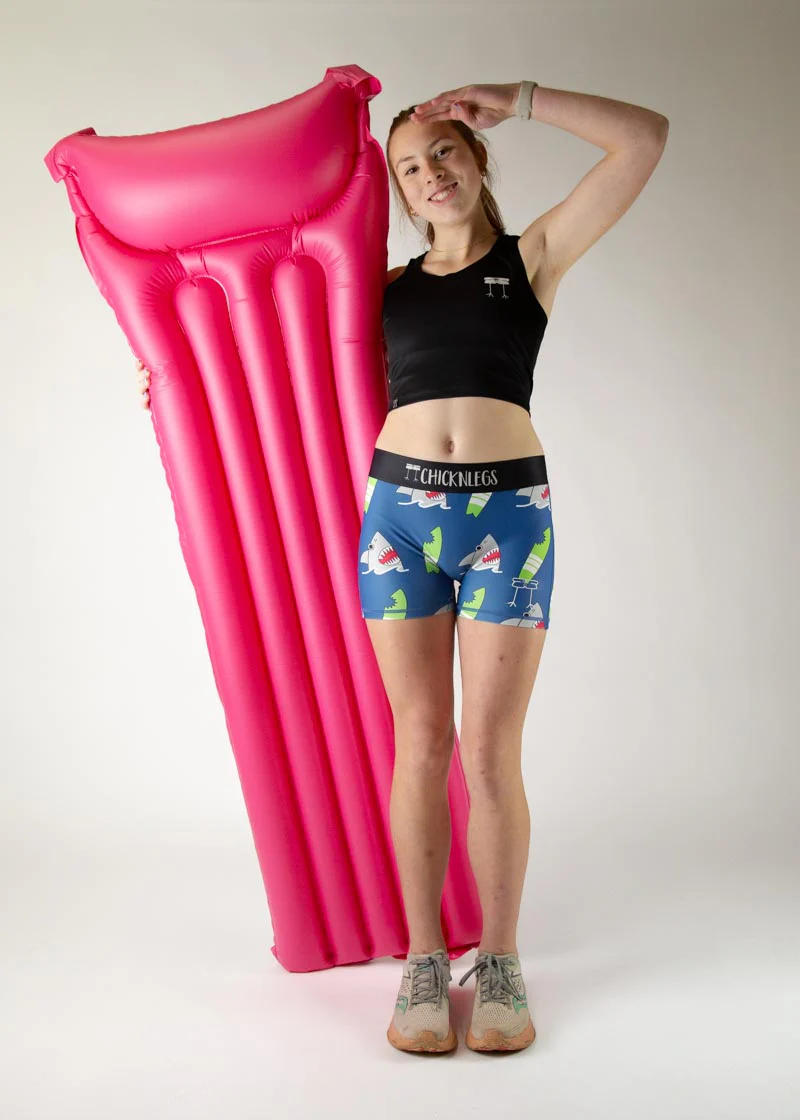Women's Blue Sharks 3" Race Compression Shorts - Image 5