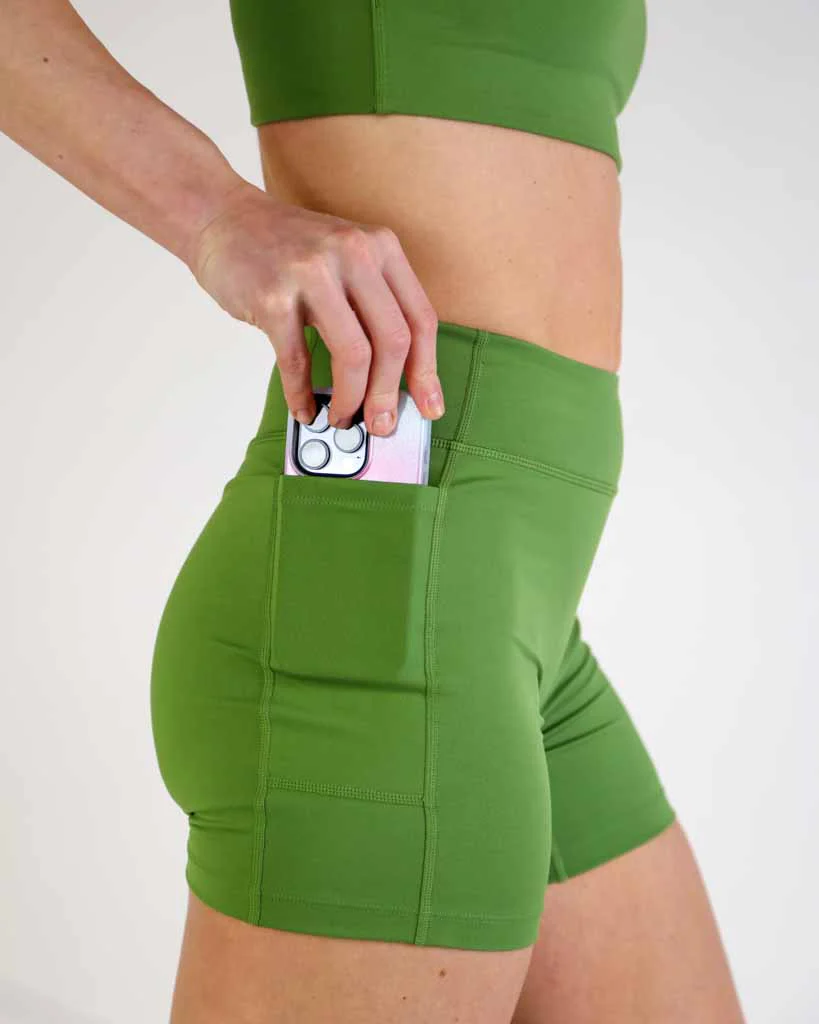 Women's FLY High-Waisted 5" Biker Shorts – Olive - Image 4