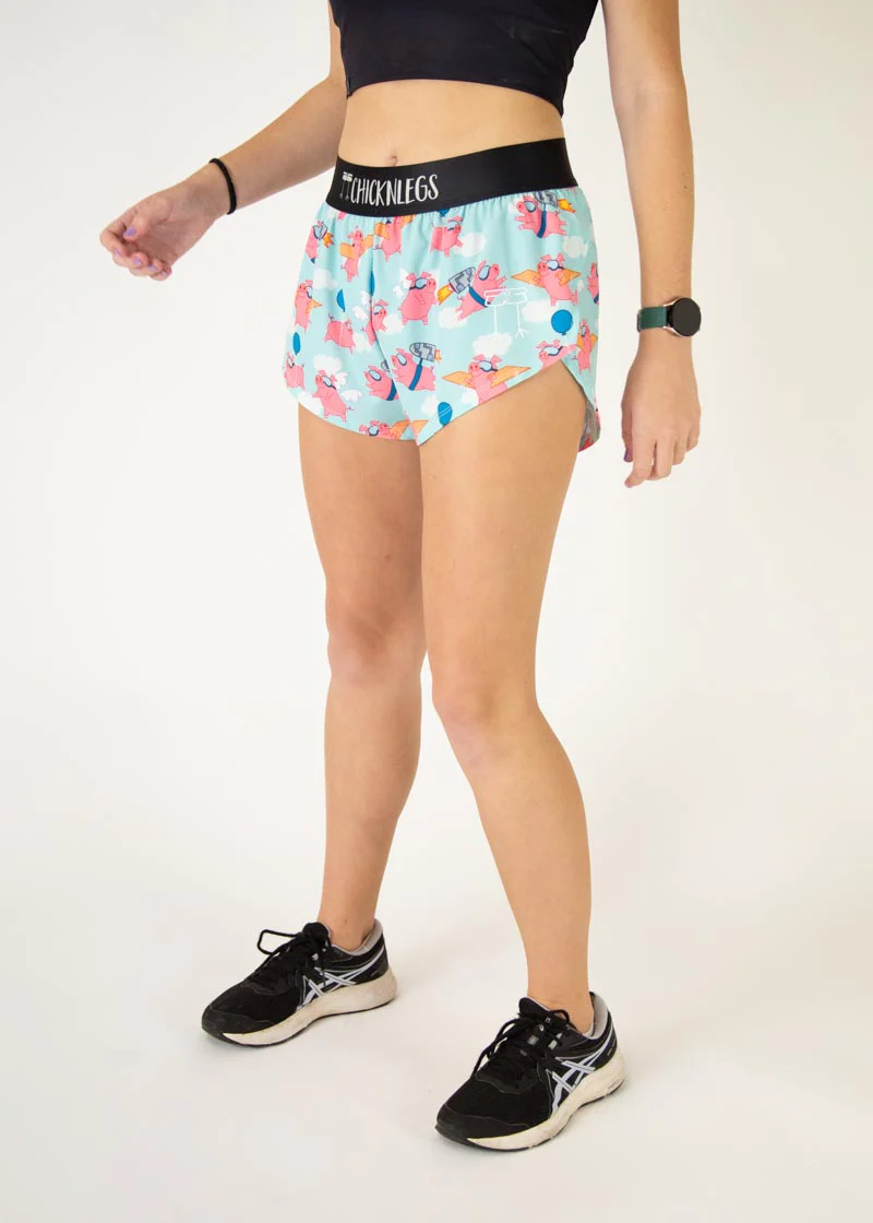 Women's Flying Pigs 1.5" Split Shorts - Image 3