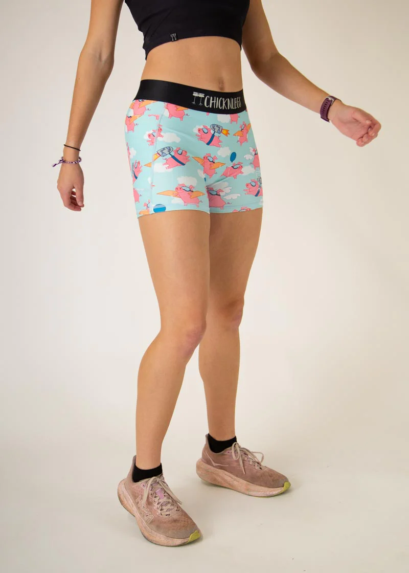 Women's Flying Pigs 3" Compression Shorts - Image 2