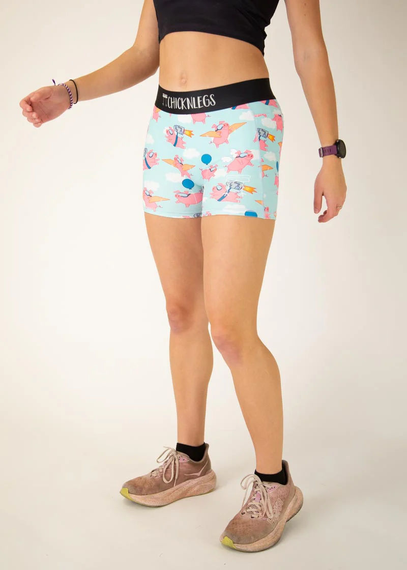 Women's Flying Pigs 3" Compression Shorts - Image 3