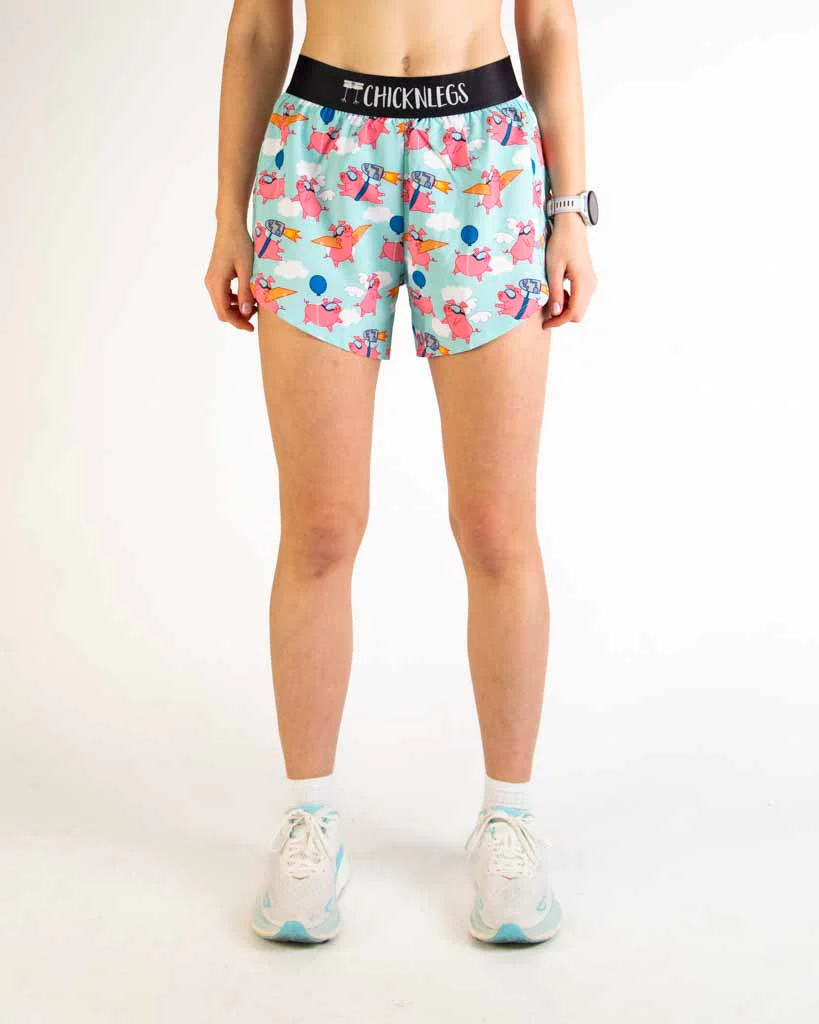 Women's Flying Pigs 4" Split Shorts - Image 2