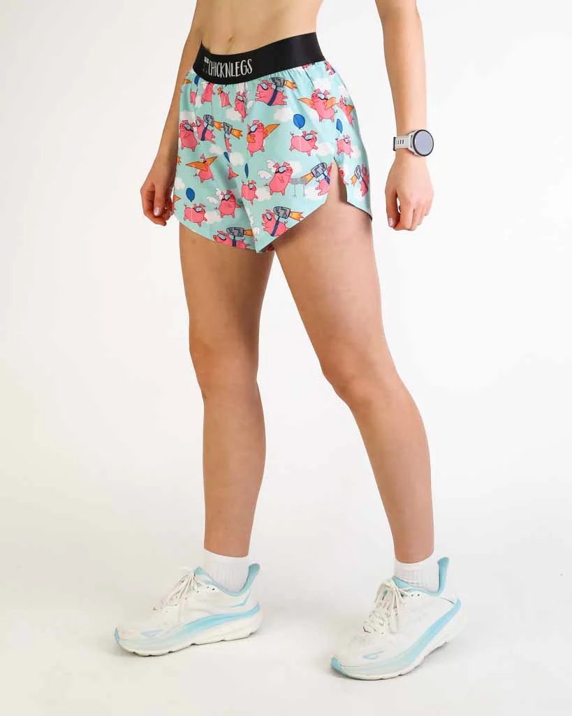 Women's Flying Pigs 4" Split Shorts - Image 3