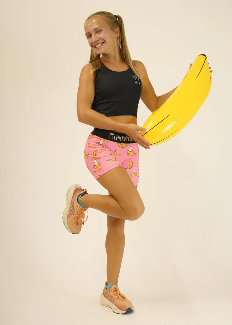 Women's Pink Bananas 3" Compression Shorts - Image 6