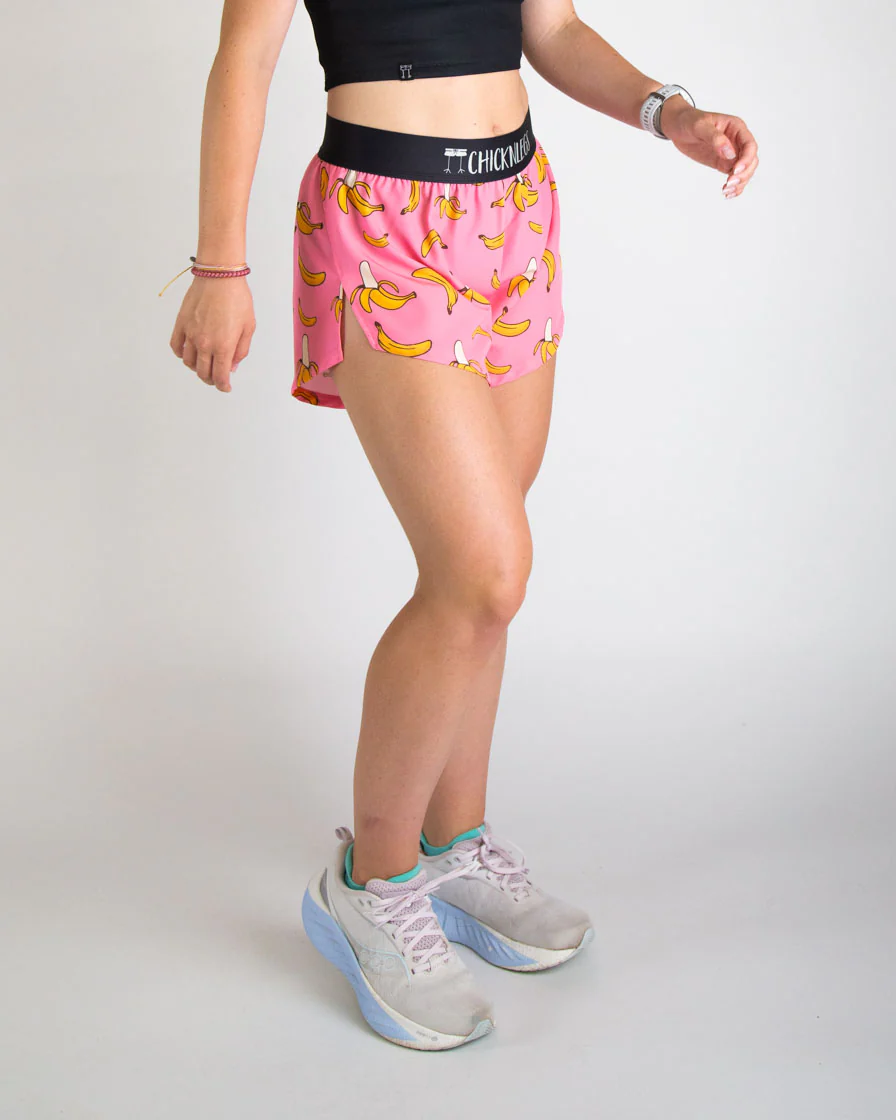 Women's Pink Bananas 4" Split Shorts - Image 3