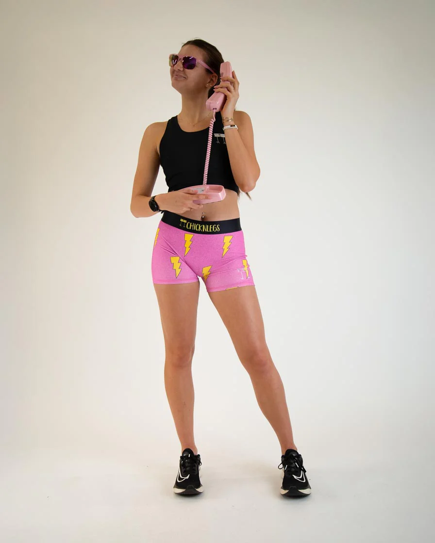 Women's Pink Bolts 3" Race Compression Shorts - Image 5