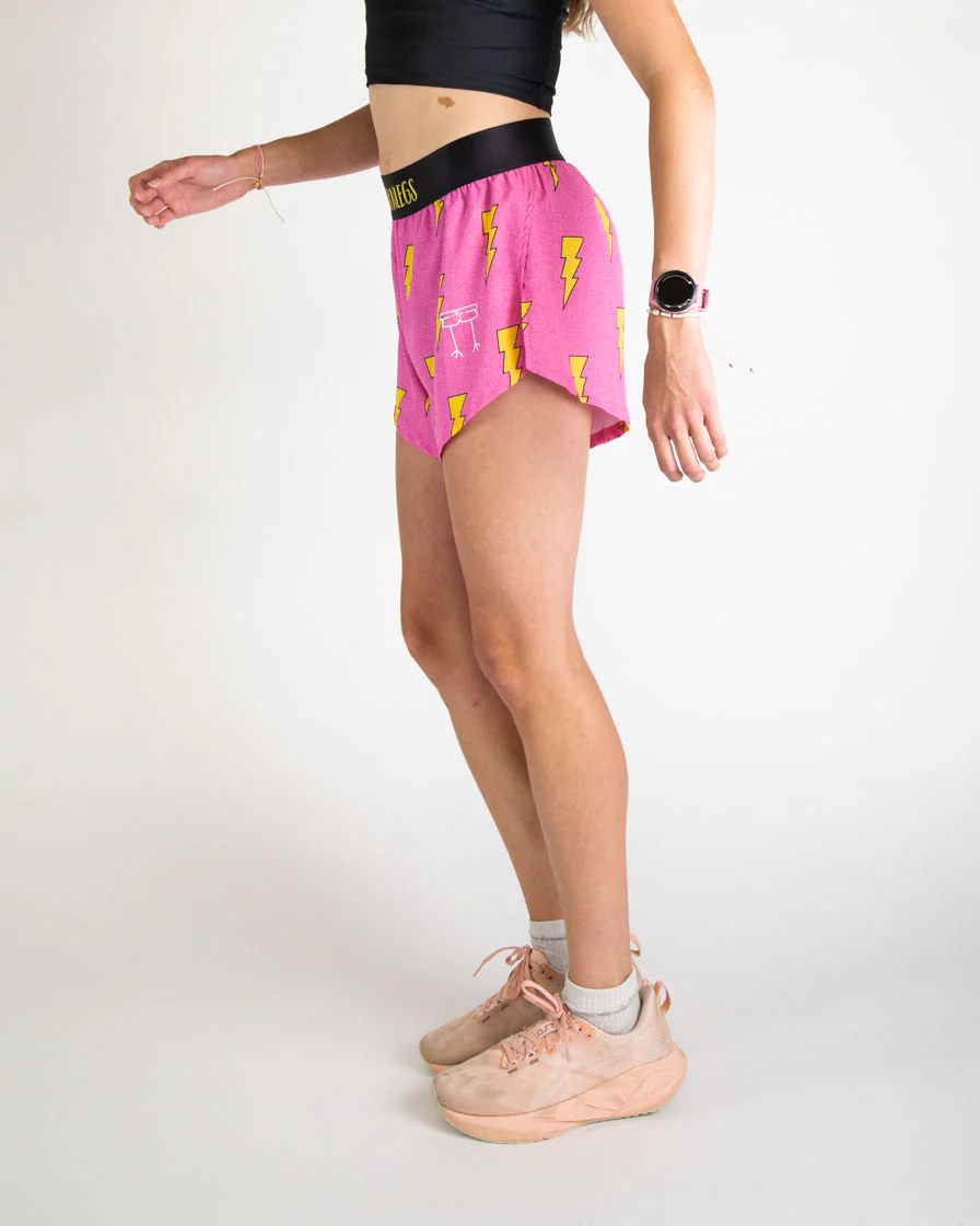 Women's Pink Bolts 4" Split Shorts - Image 2
