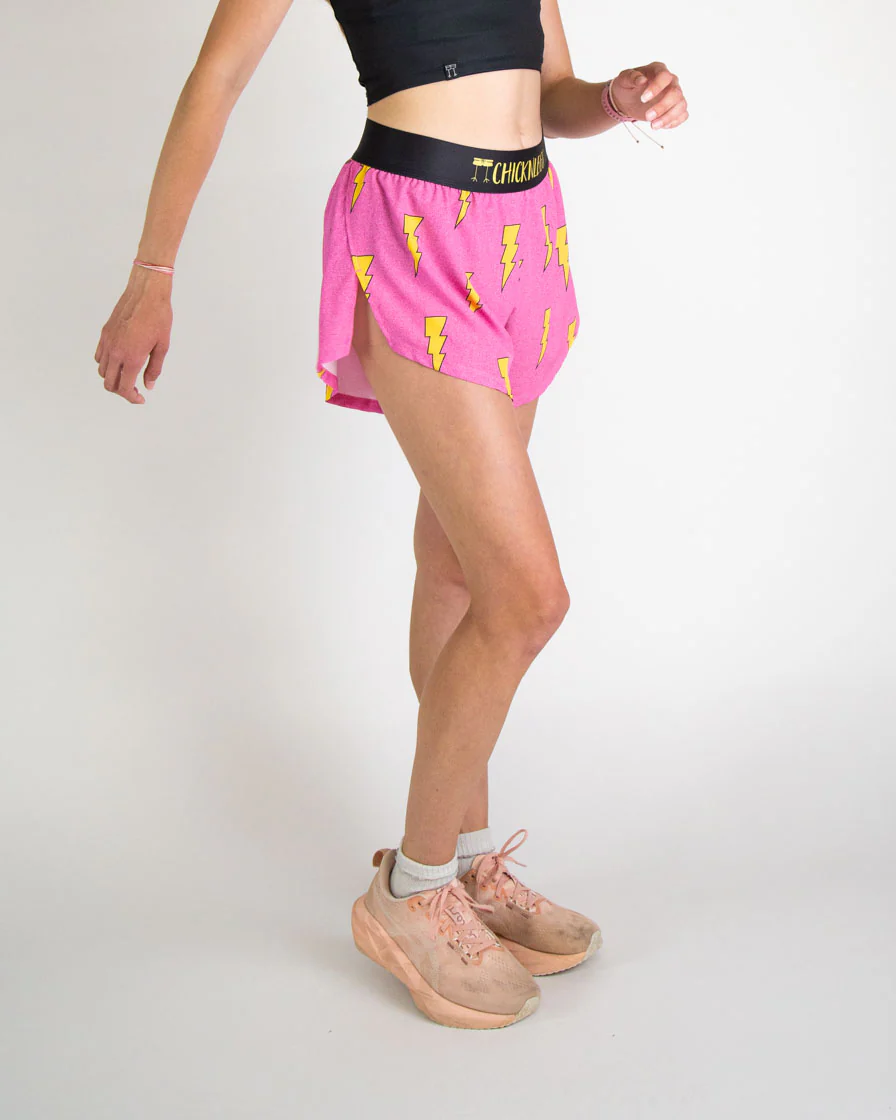 Women's Pink Bolts 4" Split Shorts - Image 3