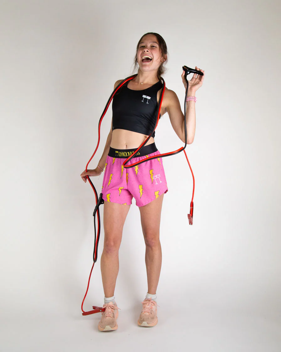 Women's Pink Bolts 4" Split Shorts - Image 5
