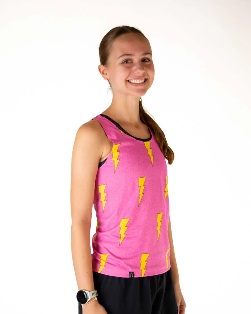 Women's Pink Bolts Performance Singlet - Image 2
