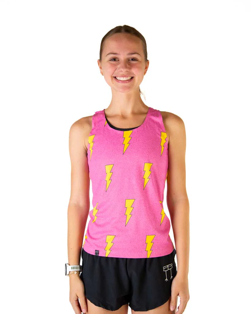 Women's Pink Bolts Performance Singlet - Image 3