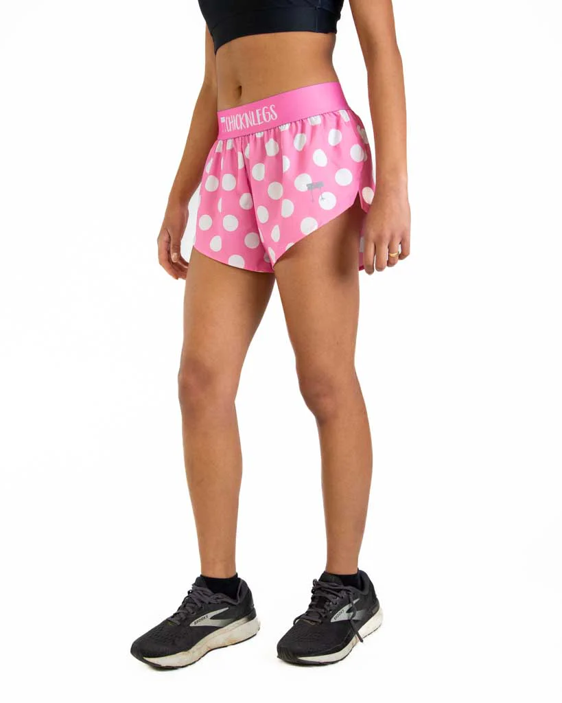 Women's Pink Polka Dot 1.5" Split Shorts - Image 3