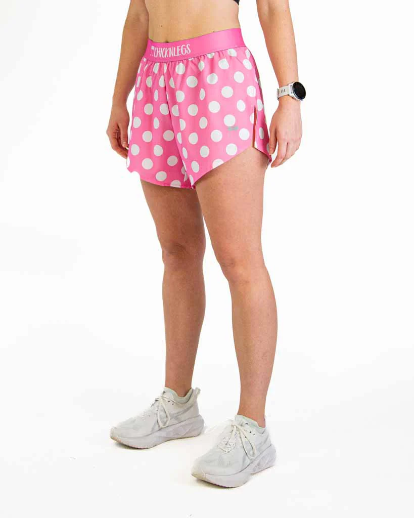 Women's Pink Polka Dot 4" Split Shorts - Image 2