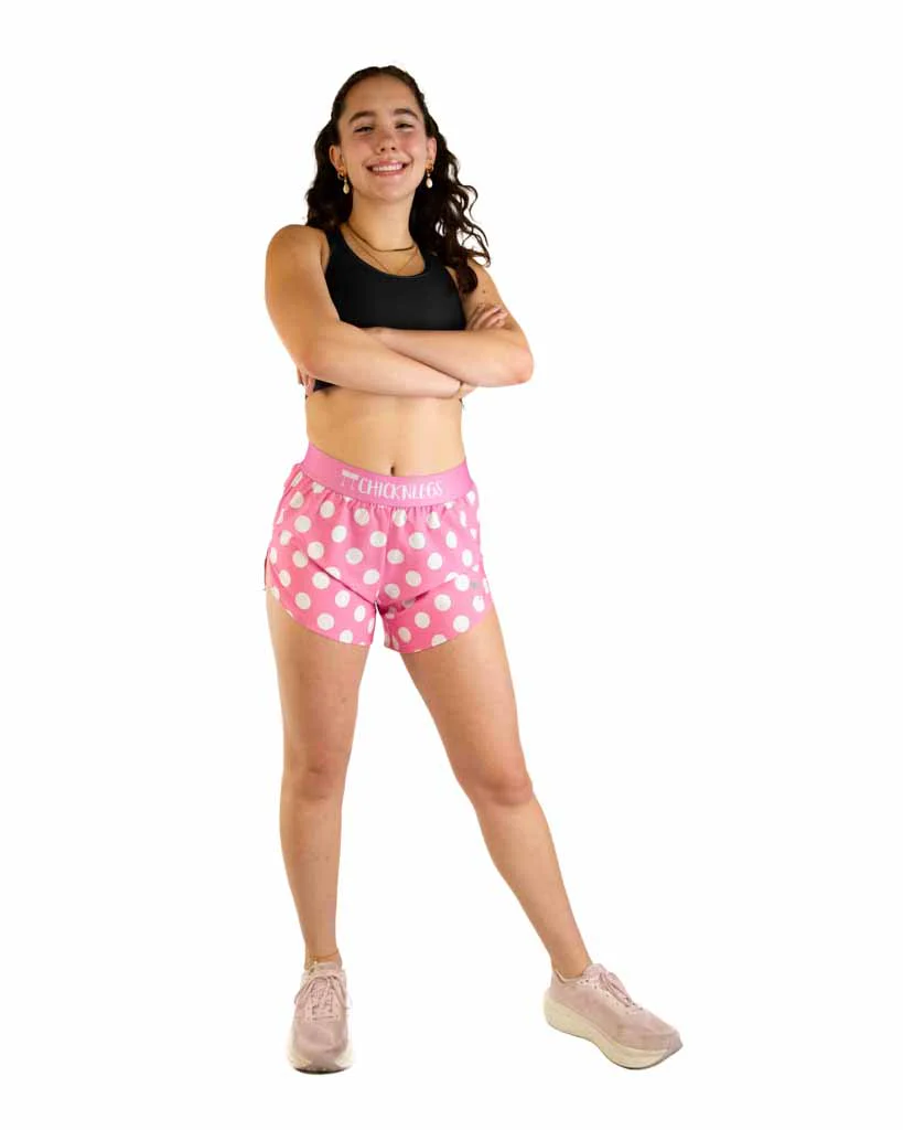 Women's Pink Polka Dot 4" Split Shorts - Image 5