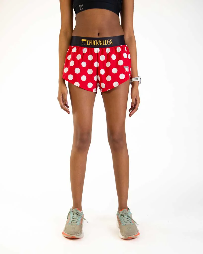 Women's Red Polka Dot 1.5" Split Shorts - Image 2