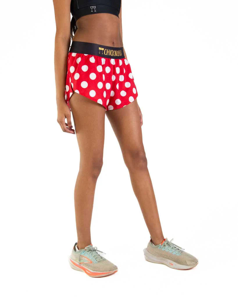 Women's Red Polka Dot 1.5" Split Shorts - Image 3