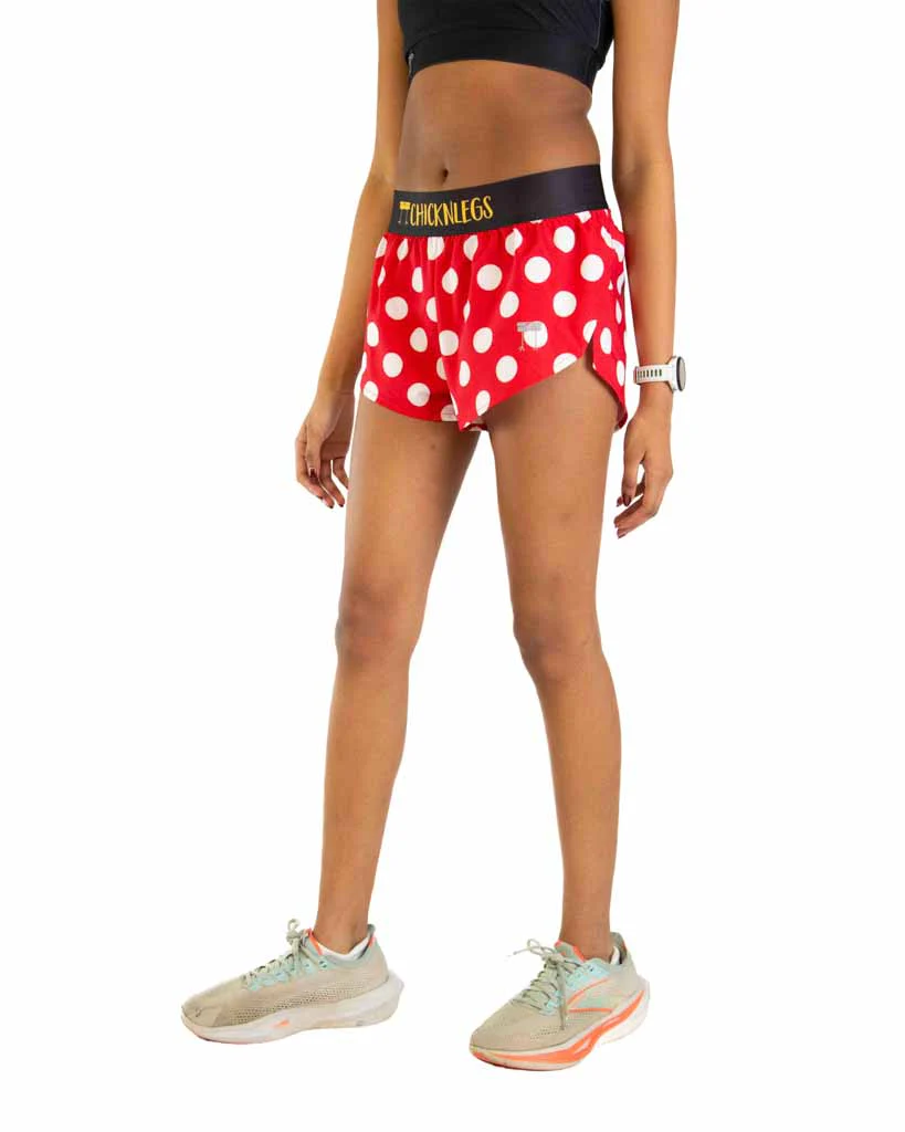 Women's Red Polka Dot 1.5" Split Shorts - Image 4