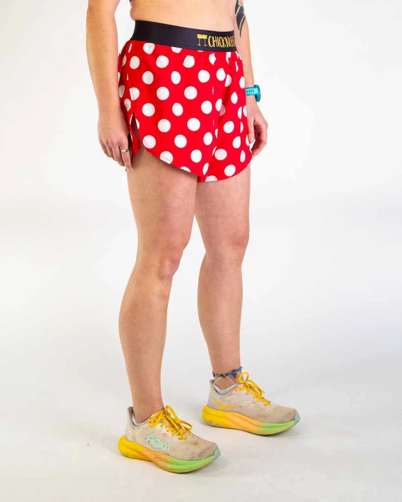 Women's Red Polka Dot 4" Split Shorts - Image 2