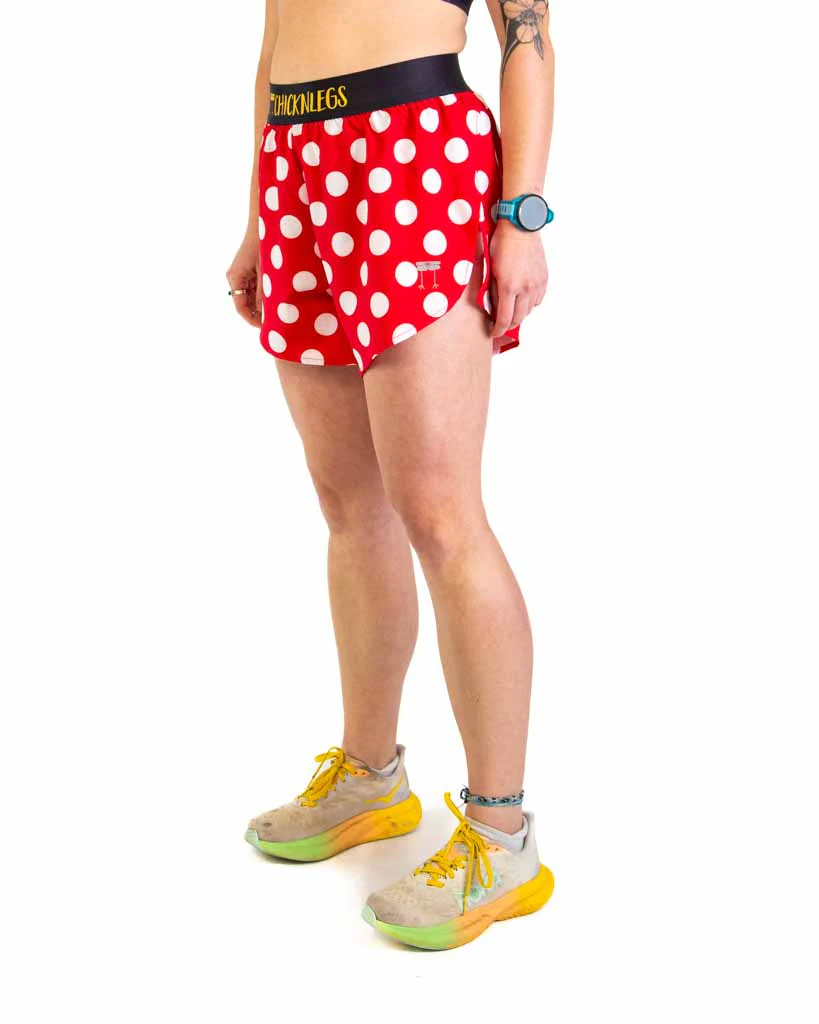 Women's Red Polka Dot 4" Split Shorts - Image 3