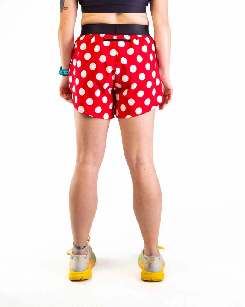Women's Red Polka Dot 4" Split Shorts - Image 4