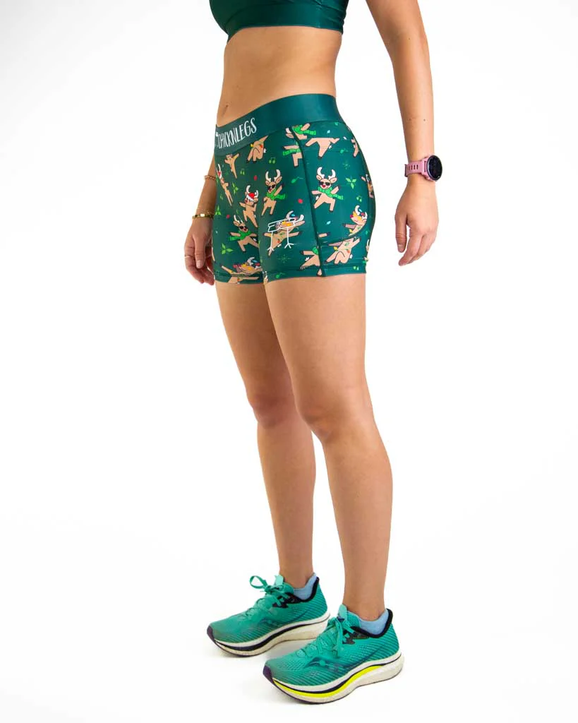 Women's Rockin Reindeer 3" Compression Shorts - Image 2