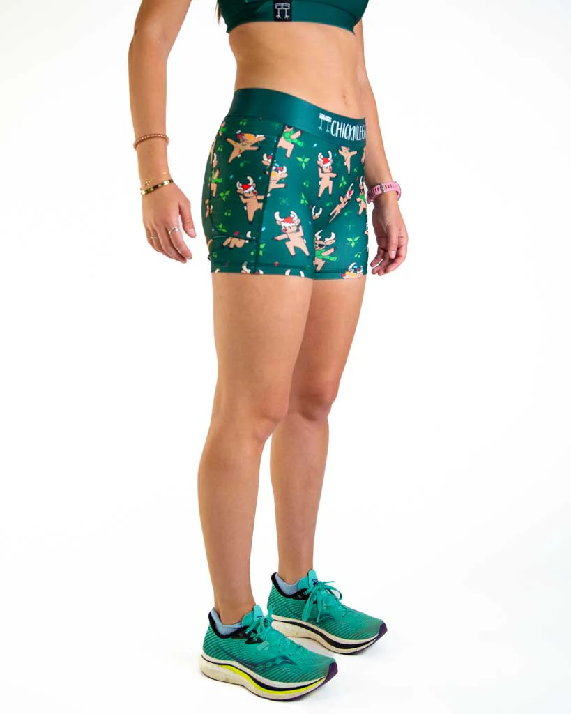 Women's Rockin Reindeer 3" Compression Shorts - Image 3