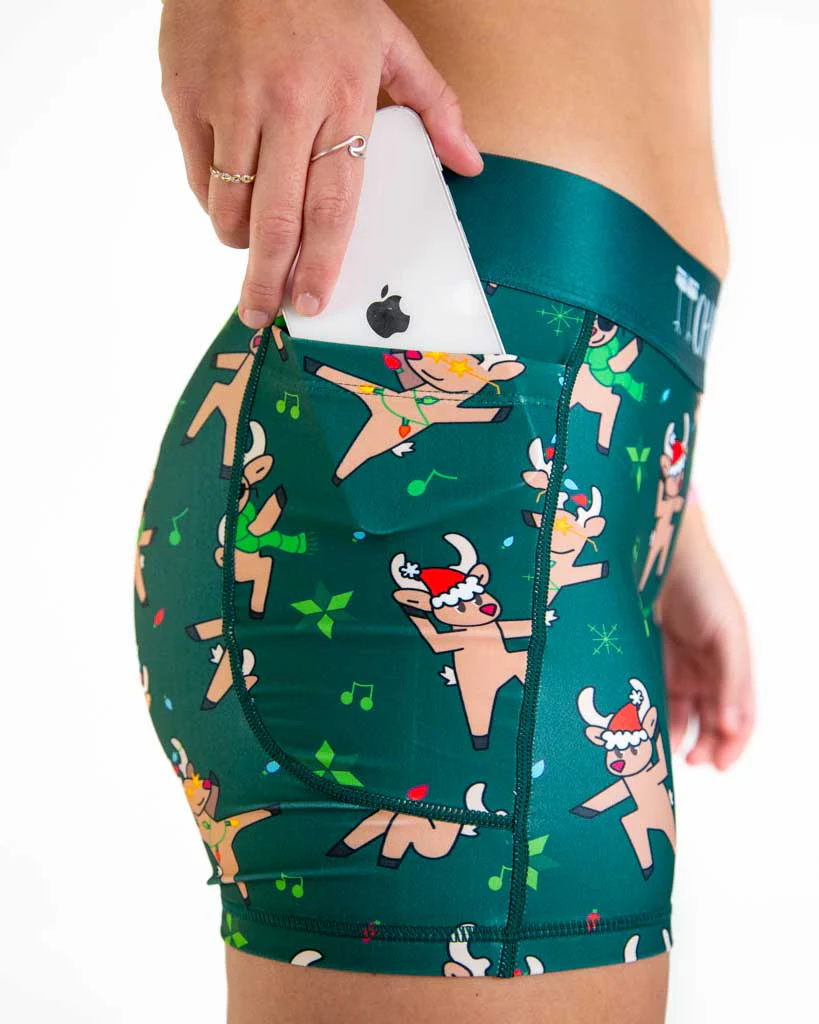 Women's Rockin Reindeer 3" Compression Shorts - Image 4