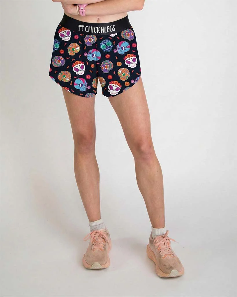 Women's Sugar Skulls 4" Split Shorts